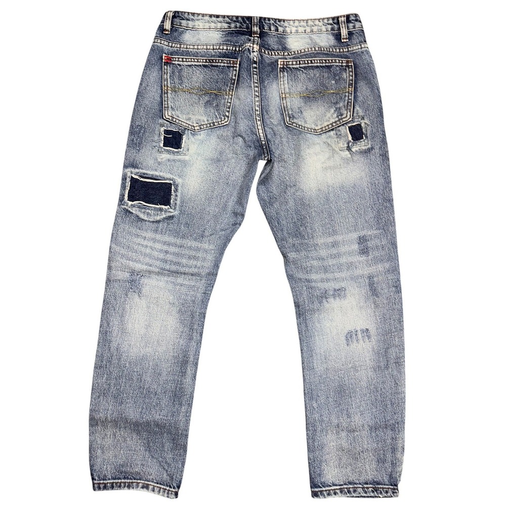 POL Distressed Patchwork Jeans Medium Wash Straight Leg Cotton CWP48 Size L (30) - Picture 2 of 14